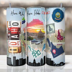Idaho Tumbler, Idaho Travel Mug, Idaho Souvenir, 20oz Skinny Tumbler